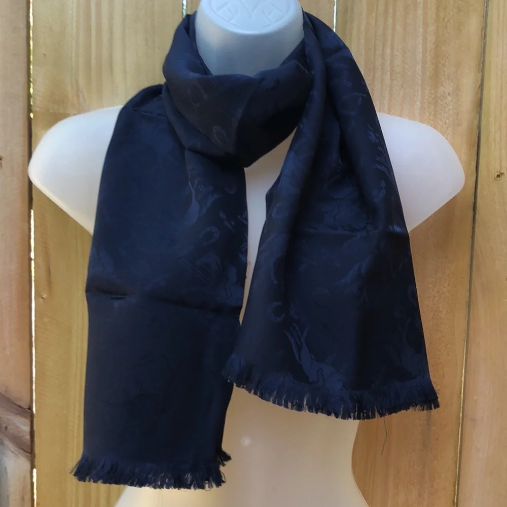 Polo by Ralph Lauren Signature Double sided 100% silk scarf. Made in Japan
